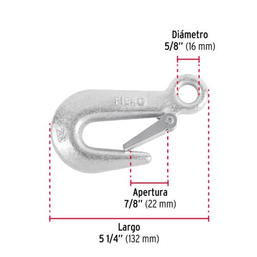 44078 - Gancho eslinga de acero forjado 5/8", carga 2000 kg, FIERO