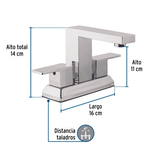 44079 - Mezcladora para lavabo 4", cromo, FOSET KUBO