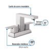 44079 - Mezcladora para lavabo 4", cromo, FOSET KUBO