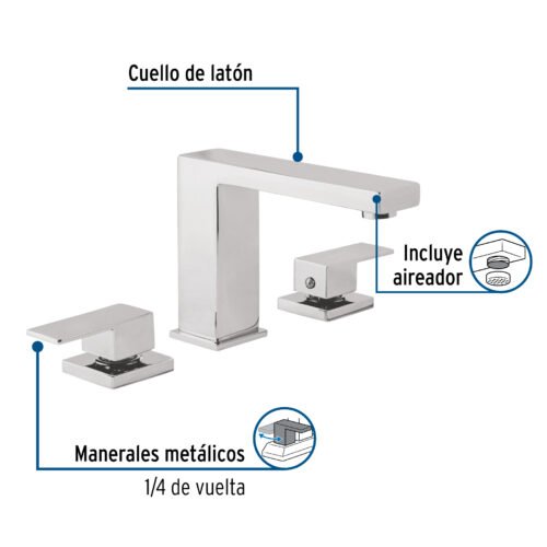 440801 44080 - Mezcladora para lavabo taladros separados, cromo, FOSET KUBO