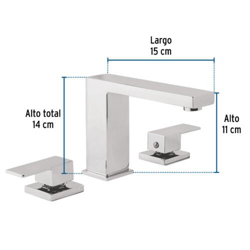 440802 44080 - Mezcladora para lavabo taladros separados, cromo, FOSET KUBO