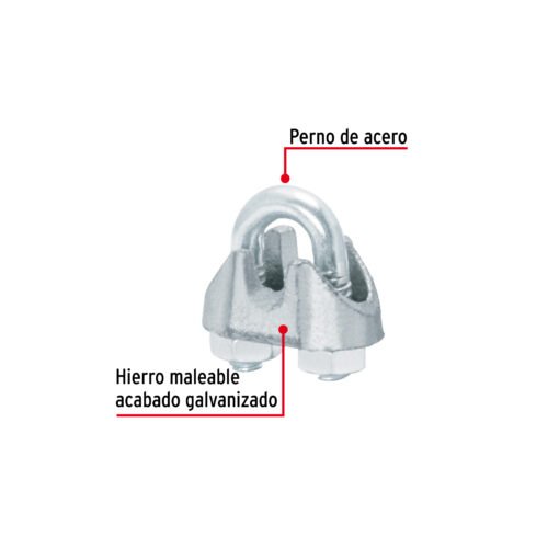 44082 - Blíster c/2 nudos (perros) de hierro p/cable de 1/8", FIERO