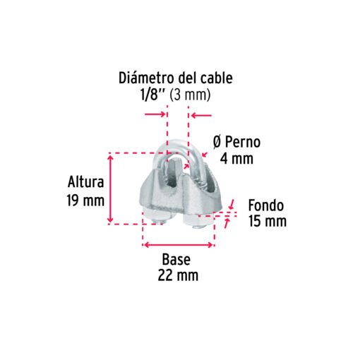 44082 - Blíster c/2 nudos (perros) de hierro p/cable de 1/8", FIERO