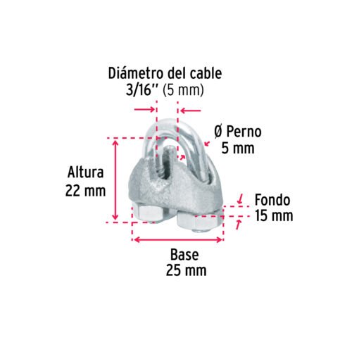 44083 - Blíster c/2 nudos (perros) de hierro p/cable de 3/16", FIERO