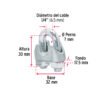 44084 - Blíster c/2 nudos (perros) de hierro p/cable de 1/4", FIERO