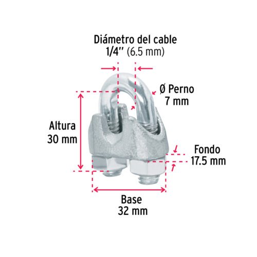 44084 - Blíster c/2 nudos (perros) de hierro p/cable de 1/4", FIERO