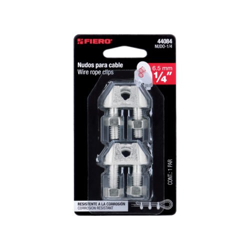 44084 - Blíster c/2 nudos (perros) de hierro p/cable de 1/4", FIERO