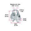44085 - Blíster c/2 nudos (perros) de hierro p/cable de 5/16", FIERO