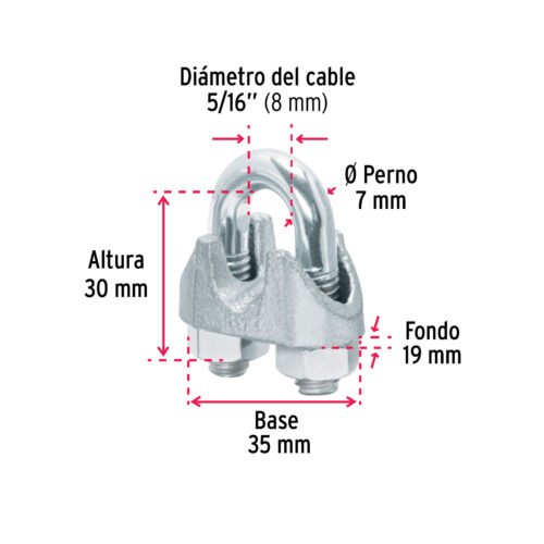 44085 - Blíster c/2 nudos (perros) de hierro p/cable de 5/16", FIERO