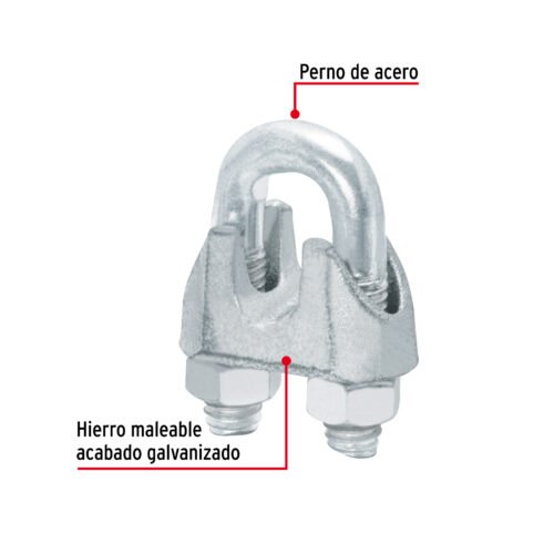 44086 - Blíster c/1 nudo (perro) de hierro p/cable de 3/8", FIERO