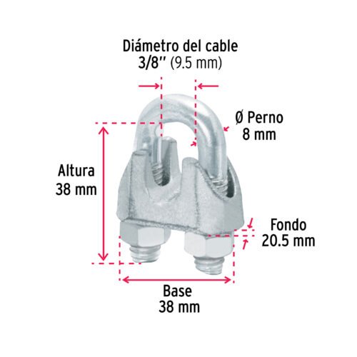 44086 - Blíster c/1 nudo (perro) de hierro p/cable de 3/8", FIERO