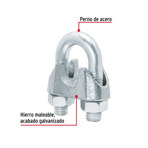 44087 - Blíster c/1 nudo (perro) de hierro p/cable de 1/2", FIERO