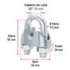 44087 - Blíster c/1 nudo (perro) de hierro p/cable de 1/2", FIERO