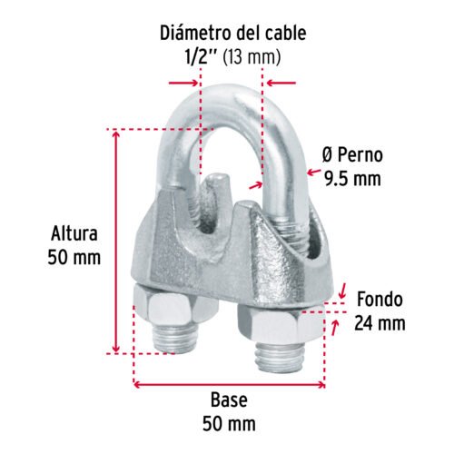 44087 - Blíster c/1 nudo (perro) de hierro p/cable de 1/2", FIERO