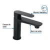 44089 - Monomando corto para lavabo, negro, FOSET RIVIERA