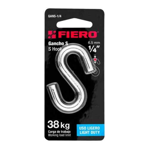 44092 - Gancho "S" de 1/4" de acero para cable, FIERO