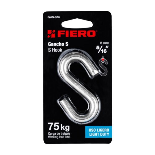 44093 - Gancho "S" de 5/16" de acero para cable, FIERO