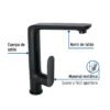 44102 - Monomando cuello alto para fregadero, negro, FOSET RIVIERA