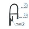 441031 44103 - Monomando nariz flexible para fregadero, negro,FOSET RIVIERA