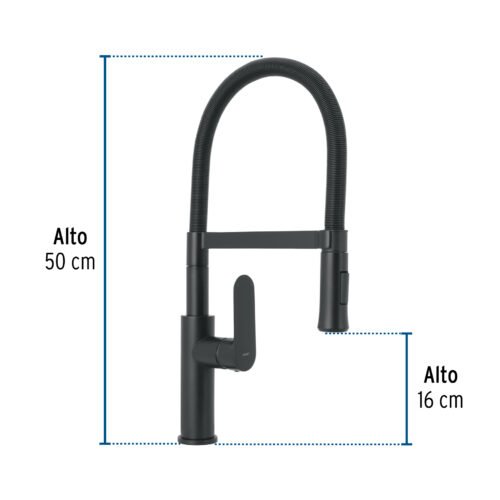 441032 44103 - Monomando nariz flexible para fregadero, negro,FOSET RIVIERA