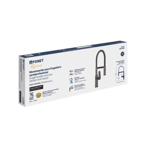 441033 44103 - Monomando nariz flexible para fregadero, negro,FOSET RIVIERA