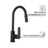 44104 - Monomando retráctil para fregadero, negro, FOSET RIVIERA