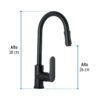 44104 - Monomando retráctil para fregadero, negro, FOSET RIVIERA