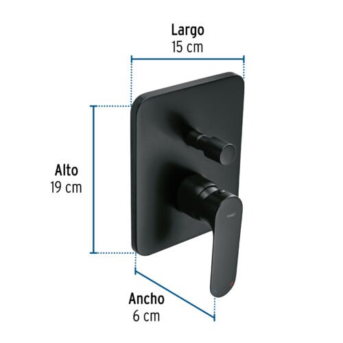 44112 - Monomando para regadera con desviador, negro, FOSET RIVIERA