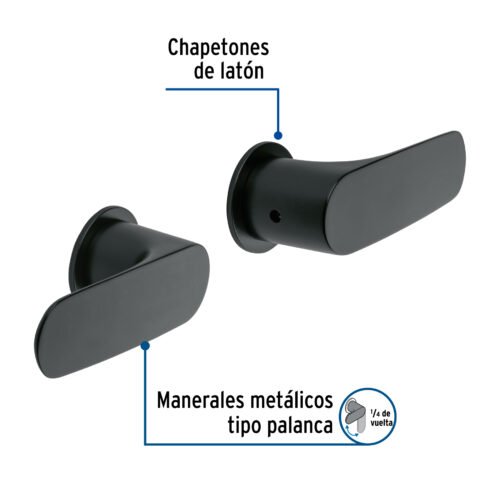44118 - Juego manerales palanca para regadera, negro, FOSET RIVIERA