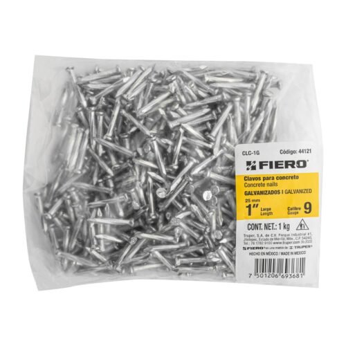 44121 - Bolsa con 1 kg de clavos para concreto galvanizados 1"
