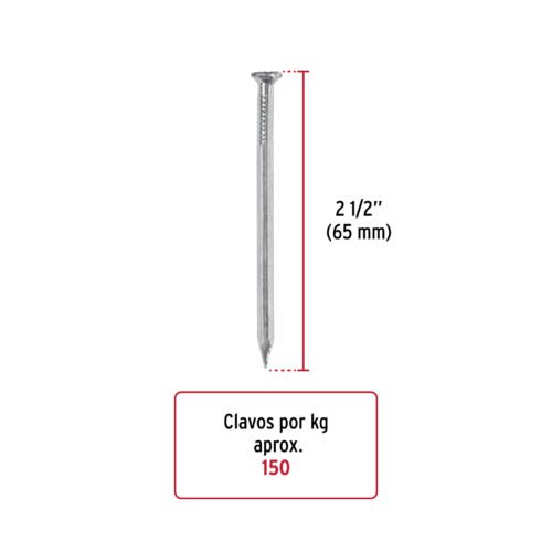 44124 44124 - Bolsa con 1 kg de clavos para concreto galvanizados 2-1/2"