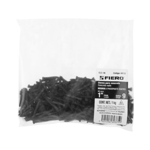 44131 - Bolsa con 1 kg de clavos para concreto negros 1", FIERO