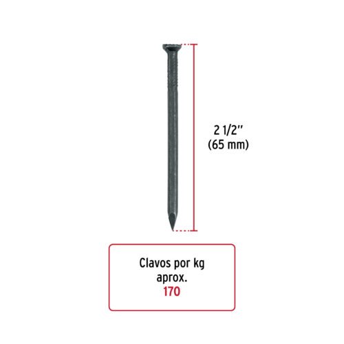 44134 - Bolsa con 1 kg de clavos para concreto negros 2-1/2", FIERO