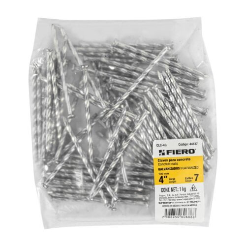 44137 - Bolsa con 1 kg de clavos para concreto galvanizados 4"