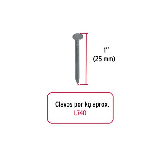 44149 - Kilo de clavo estándar 1" con cabeza en caja de 25 kg, FIERO