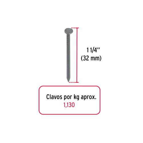 44150 44150 - Kilo de clavo estándar 1-1/4" con cabeza en caja de 25 kg