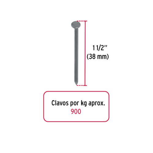 44151 44151 - Kilo de clavo estándar 1-1/2" con cabeza en caja de 25 kg