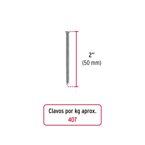 44152 - Kilo de clavo estándar 2" con cabeza en caja de 25 kg, FIERO