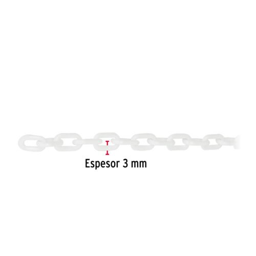 44161 - Metro de cadena de 3 mm de plástico blanca, carrete de 50 m