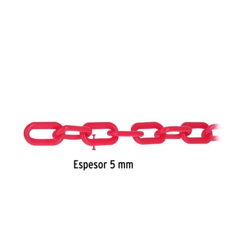 44176 - Metro de cadena de 5 mm de plástico roja, carrete de 25 m