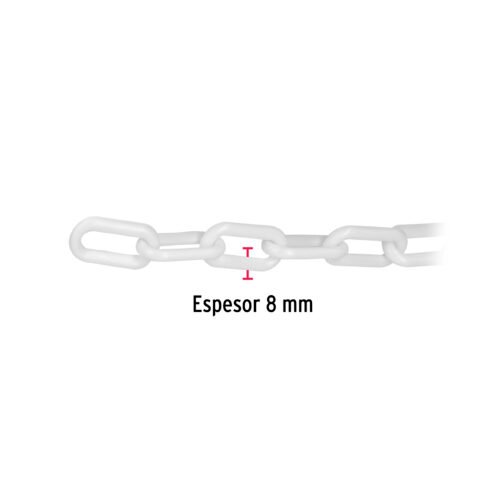 441812 44181 - Metro de cadena de 8 mm de plástico blanca, carrete de 25 m