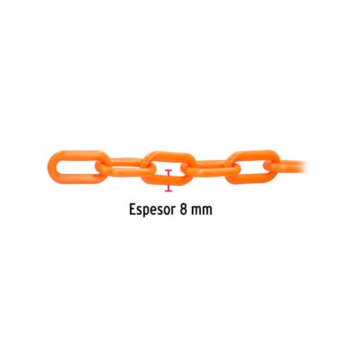 44185 - Metro de cadena de 8 mm de plástico naranja, carrete de 25 m
