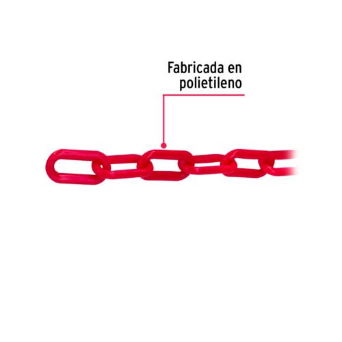 44186 - Metro de cadena de 8 mm de plástico roja, carrete de 25 m