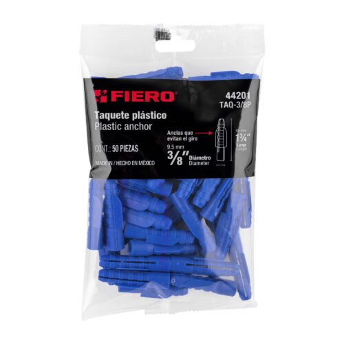 44201 - Bolsa con 50 taquetes de plástico 3/8", FIERO