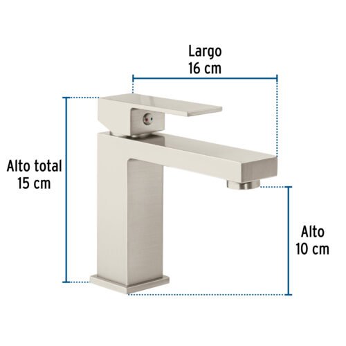44202 - Monomando corto para lavabo, satín, FOSET KUBO