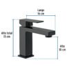 44203 - Monomando corto para lavabo, negro, FOSET KUBO