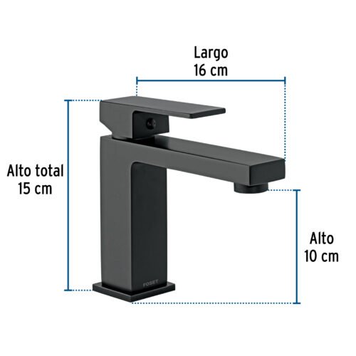 44203 - Monomando corto para lavabo, negro, FOSET KUBO