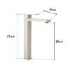 44204 - Monomando alto para lavabo, satín, FOSET KUBO