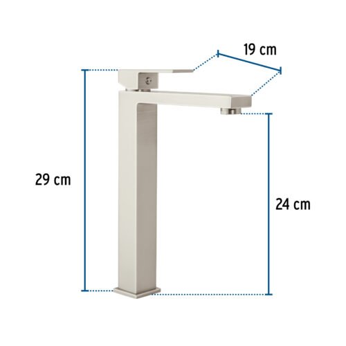 44204 - Monomando alto para lavabo, satín, FOSET KUBO