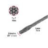 44205 44205 - Metro de cable rígido 1/8" de acero 7x7 hilos, 75 m, FIERO